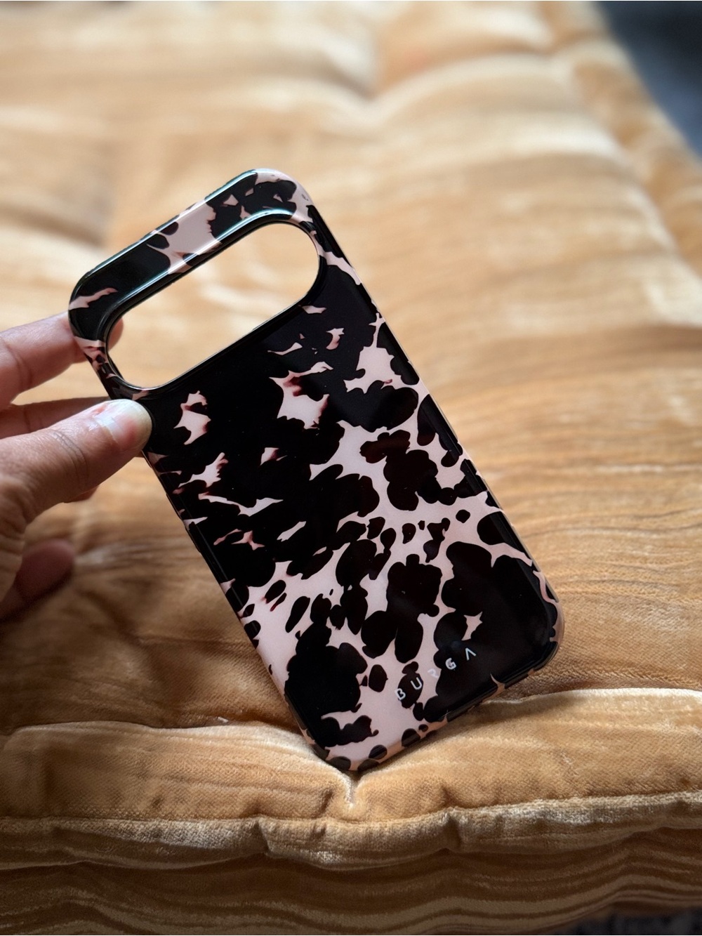 BURGA Black & Creme Cow Print Phone Case